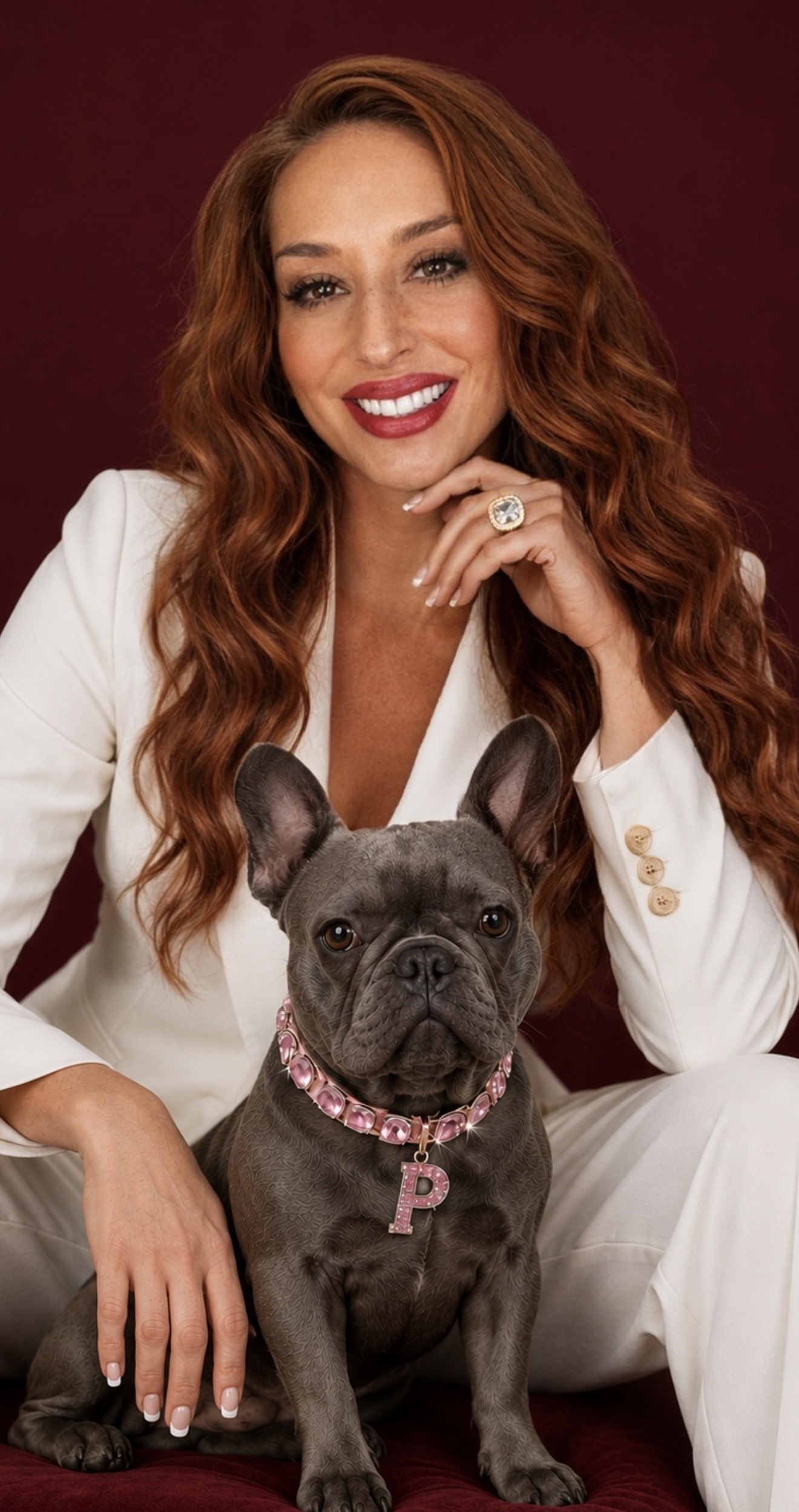 Nichol Vagrosky with her French bulldog